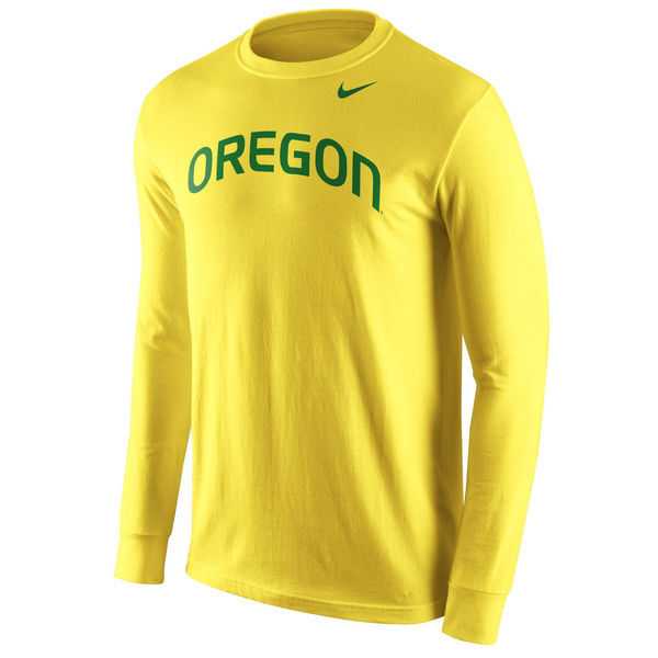 Oregon Ducks Nike Wordmark Long Sleeve WEM T-Shirt - Yellow,We sell and wholesale Oregon Ducks Nike Wordmark Long Sleeve WEM T-Shirt - Yellow on line form chian!